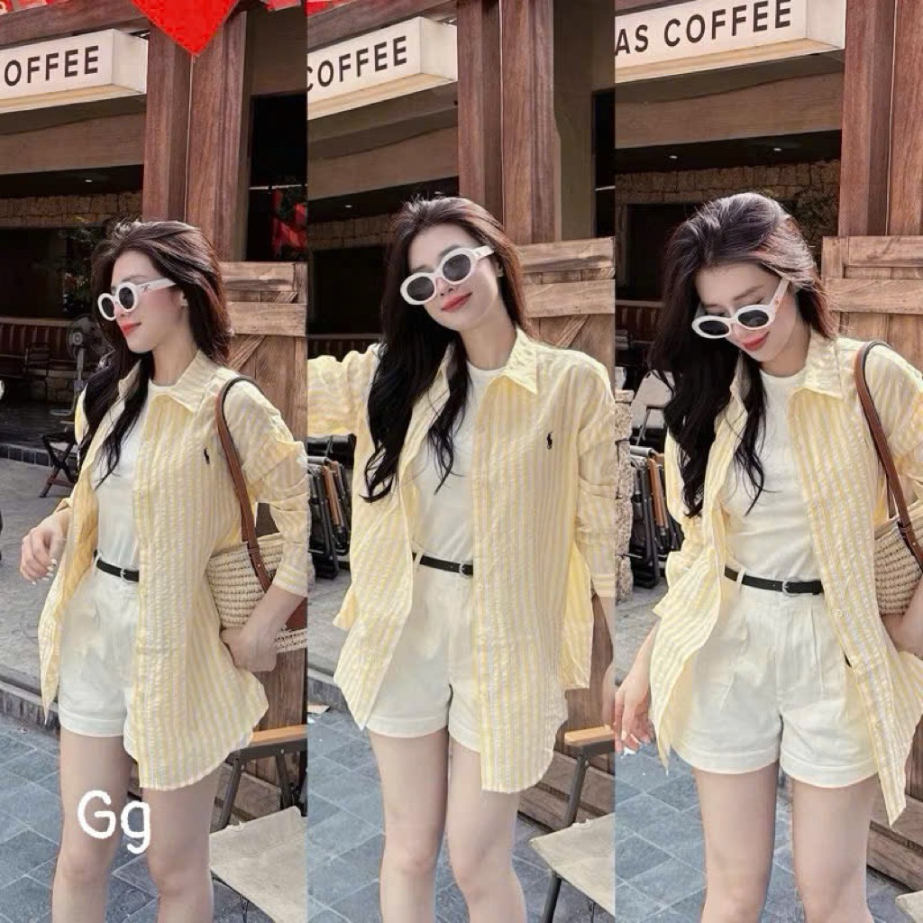 Set Bộ Thời Trang Nữ 3 Món Chất Lụa Mát Gồm Áo Sơ Mi Áo Ba Lỗ Thun Tăm Bên Trong Kèm Quần Đùi Kaki Và Đai Đi Biển