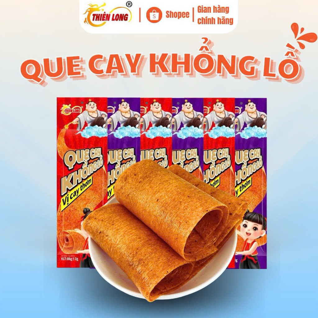 Snack que cay khổng lồ, que cay vị tuổi thơ Thiên Long Food 86g 500mm