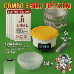 5 Gói Tự Sôi 40g +1 Hộp Tự Sôi +5 Khay 600ml (Mì tự sôi -Cơm tự sôi)Sinh viên ,văn phòng,cắm trại,dự phòng bão lũ