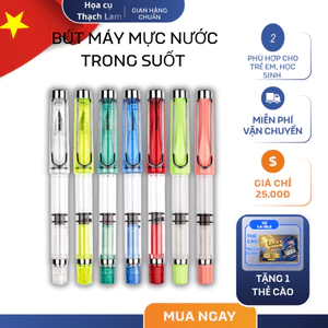 Bút máy mực nước trong suốt ngòi thép nạp mực ống dung tích lớn nhiều màu viết êm đẹp