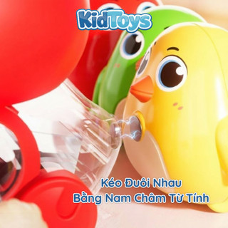 Đồ chơi 4 gà con vặn cót KidToys – nối đuôi nam châm xoay 360 độ vui nhộn cho bé