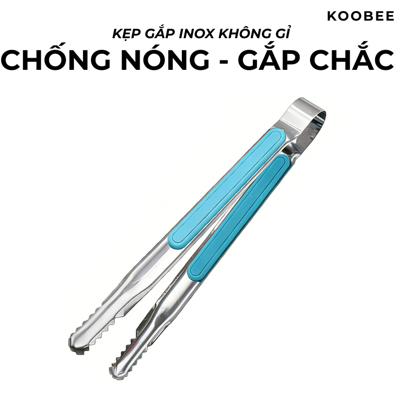 Kẹp Gắp Thức Ăn Inox Nguyên Khối Đầu Răng Cưa – Kẹp Gắp Đá, Đồ Nóng Tay Cầm Chống Trượt, Chống Nóng | 374