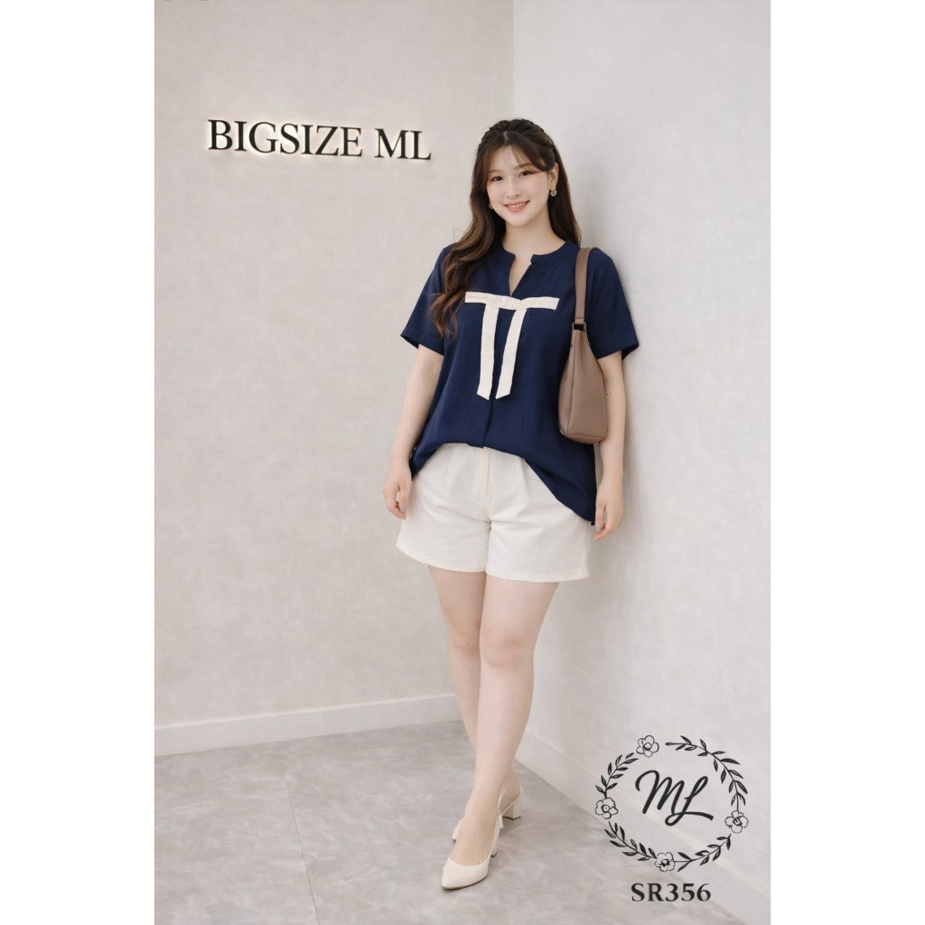 🖤✨ SÉT BỘ BIGSIZE ÁO LỤA TUYẾT MỊN PHỐI NƠ THANH LỊCH QUẦN SHORT COTTON LẠNH SR356 55-90KG ✨🖤