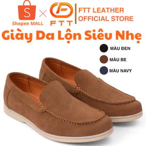 Giày da lộn nam dáng lười Mocassin trơn FTT Leather đế bệt cao cấp siêu nhẹ hạn chế trượt mã FC004B2