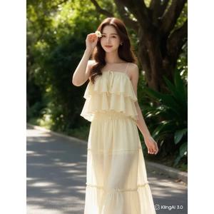 SET BỘ ÁO TRỄ VAI CỘC TAY MIX CHÂN VÁY DÁNG MAXI ĐI BIỂN