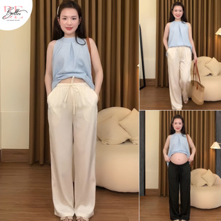 Quần Lụa Bầu Belles Lụa Tô Châu Cao Cấp Mềm Mịn Mát Cạp Chun Co Giãn Thoải Mái Form Suông Đứng QL34