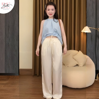 Quần Lụa Bầu Belles Lụa Tô Châu Cao Cấp Mềm Mịn Mát Cạp Chun Co Giãn Thoải Mái Form Suông Đứng QL34