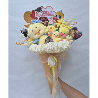Hoa gấu bông vịt vàng dễ thương 🐤 | Thú nhồi bông mềm mịn | Quà tặng sinh nhật, người yêu, bạn bè, idol | Hoa gấu bông