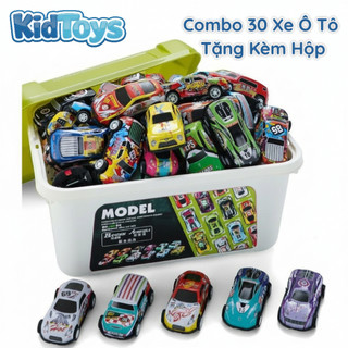 Thùng 30 xe ô tô KidToys – đồ chơi xe mô hình nhiều màu kèm hộp đựng cho bé