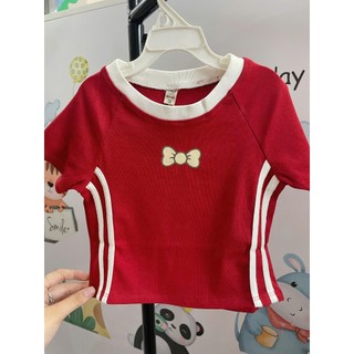 ( NHIỀU MẪU SIZE 1-8 ) ÁO THUN TAY NGẮN PHỐI DÂY KIỂU HÌNH IN NƠ CÁ TÍNH CHO BÉ GÁI | AnhMy Baby