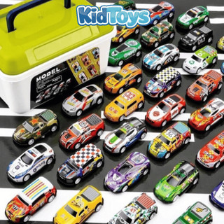 Thùng 30 xe ô tô KidToys – đồ chơi xe mô hình nhiều màu kèm hộp đựng cho bé