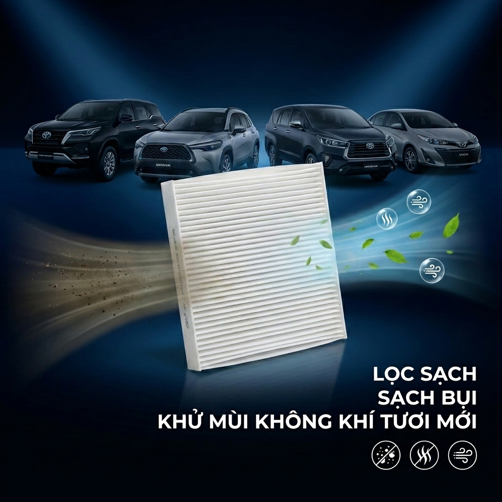 Lọc gió điều hòa cho Toyota Lexus Mazda Innova Fortuner  Lọc bụi mịn, khử mùi (87139-58010)