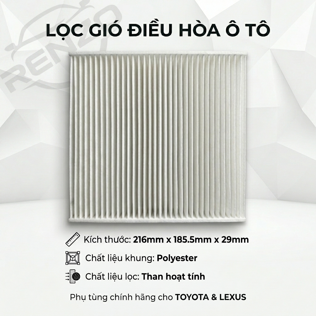 Lọc gió điều hòa cho Toyota Lexus Mazda Innova Fortuner  Lọc bụi mịn, khử mùi (87139-58010)