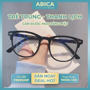 Mắt kính nữ nam giả cận không độ chống ánh sáng xanh phong cách Hàn Quốc gọng kính mắt vuông thay được tròng cận 012