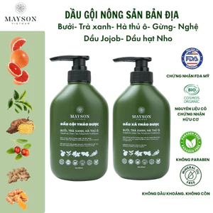 Cặp Dầu Gội Xả Thảo Dược Bưởi - Hà thủ ô - Trà xanh - Gừng - Nghệ MaySon