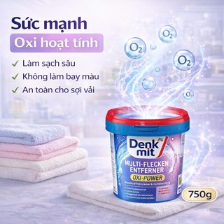 Bột tẩy quần áo Denkmit Oxi Power 750g – Tẩy vết bẩn cứng đầu, khử mùi, sáng sạch chuẩn Đức