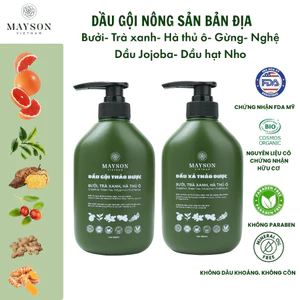 Cặp Gội Xả Thảo Dược Bưởi - Hà Thủ Ô - Trà xanh - Gừng - Nghệ MaySon
