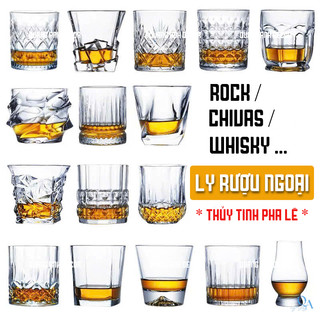 (Loại Đẹp) Ly ROCK thủy tinh, ly WHISKY | Cốc uống rượu ngoại, wine glass | Ly rượu mạnh, CHIVAS
