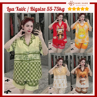 Đồ ngủ nữ bigsize 55-75kg, pijama đùi ngắn tay cộc lụa xước mềm mát 75CC03, đồ bộ nữ đồ mặc nhà dễ thương sang chảnh