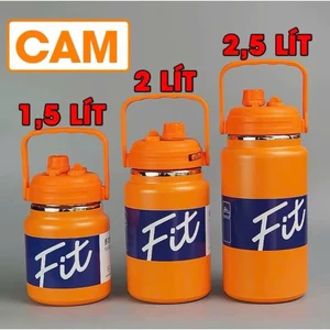 Bình giữ nhiệt lớn FIT 2500ml/2000ml 24h miệng rộng 10cm,dáng lùn 2 đầu uống kèm ống hút tiện lợi