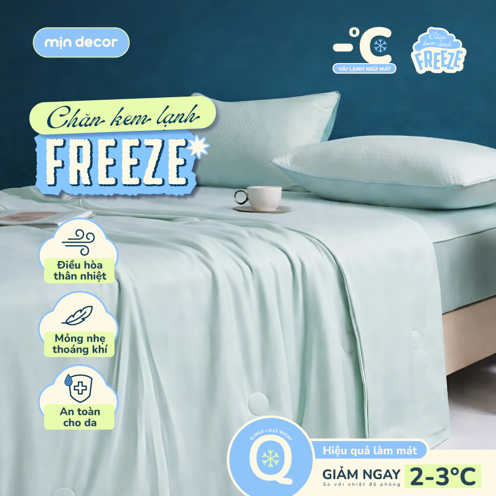 [HOẢ TỐC] Chăn Kem Lạnh Freeze Mịn Decor, Chăn Mùa Hè Mát Lạnh, Mỏng Nhẹ, Kích Thước 2mx2m2