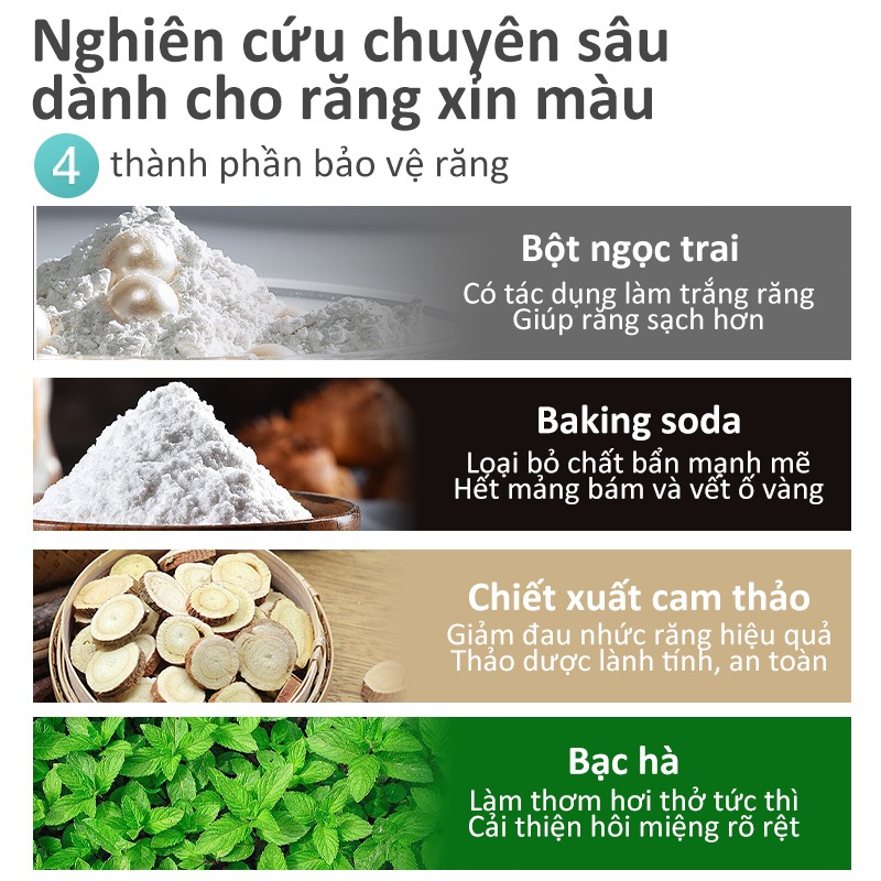 Kem đánh răng Bột làm trắng răng IUALLURE 50g Làm trắng răng Loại bỏ vết ố vàng Hơi thở thơm mát Giảm viêm nha chu