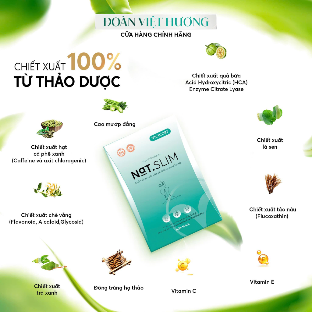 Giảm Cân Nat Slim Chính Hãng ViCiCorp, Nat.Slim Giảm Cân hiệu quả tặng 30 Viên An Toàn Chính Hãng