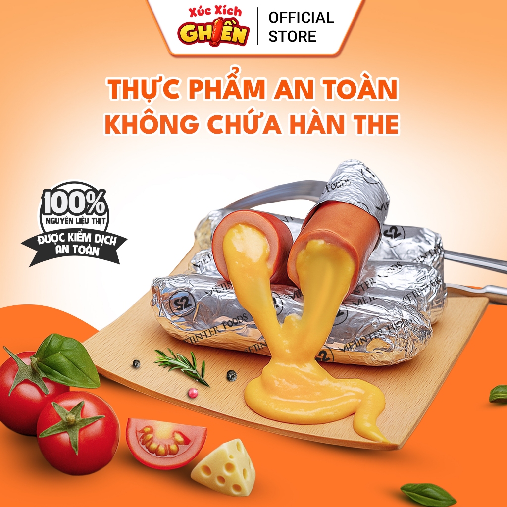 Xúc Xích Giấy Bạc Lõi Nhân Phô Mai Mỹ S2 Vietinter Foods (Gói 250g)