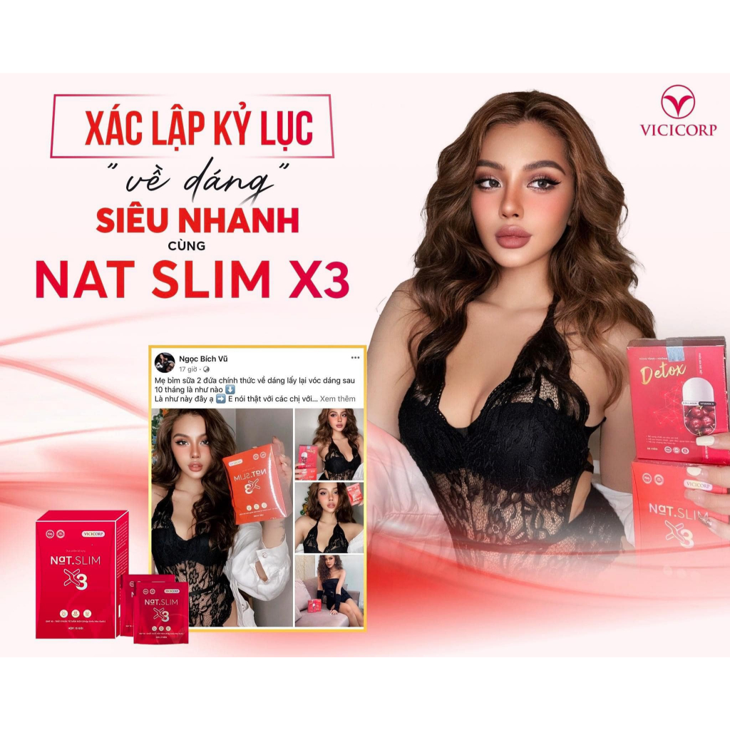 Viên uống giảm mỡ Nat Slim X3 giảm béo an toàn, giảm cấn cấp tốc hộp 30 viên chính hãng chuẩn cty