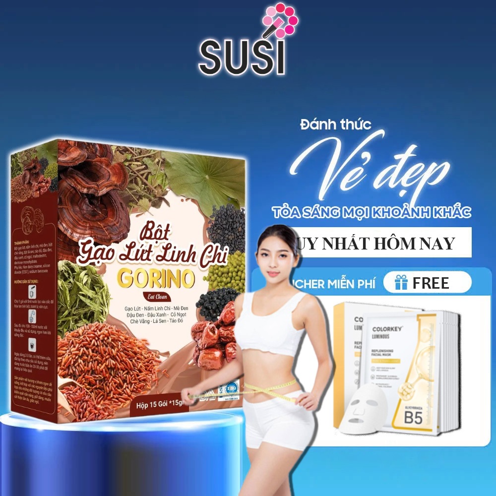 Bột Gạo Lứt Mè Đen Linh Chi Dành Cho Mẹ Bầu Hỗ Trợ Giảm Cân, Giữ Dáng, Đẹp Da, Hộp 15 gói-15gr