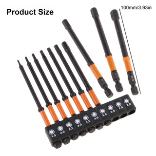 Bộ 4 Đầu Bắn Vít Lục Giác Chân 1/4" Cao Cấp 3.0mm-6.0mm dài 65mm và 100mm gắn máy khoan và máy vít