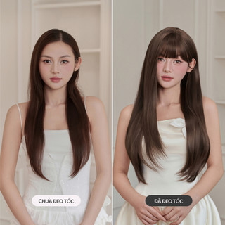 Tóc Giả Nguyên Đầu CAPELLI Thẳng Cúp Mái Thưa Demi Wig