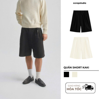 Quần short kaki nam nữ form rộng quần Wide Leg ống rộng Unisex cleanfit vibe - CCROPSTUDIO