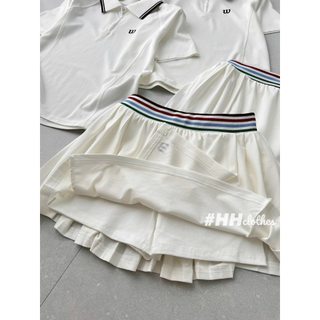 Sét thể thao áo cổ bẻ khóa kèm chân váy dáng ngắn
