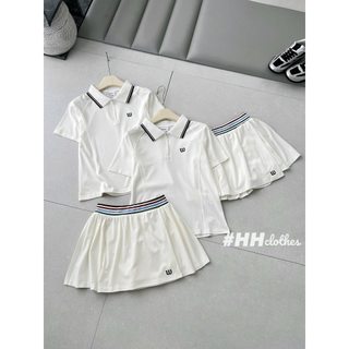 Sét thể thao áo cổ bẻ khóa kèm chân váy dáng ngắn