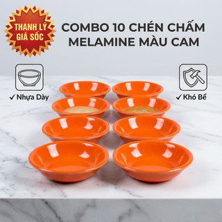 [Thanh lý] Combo 10 chén chấm nước tương, nước mắm, gia vị nhựa melamine màu cam - Trường An VN