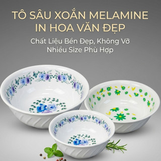 Tô nhựa melamine bông xanh loại tô sâu bát nhựa phíp dùng làm tô hủ tiếu, tô bán bún, tô ăn mì - Trường An VN
