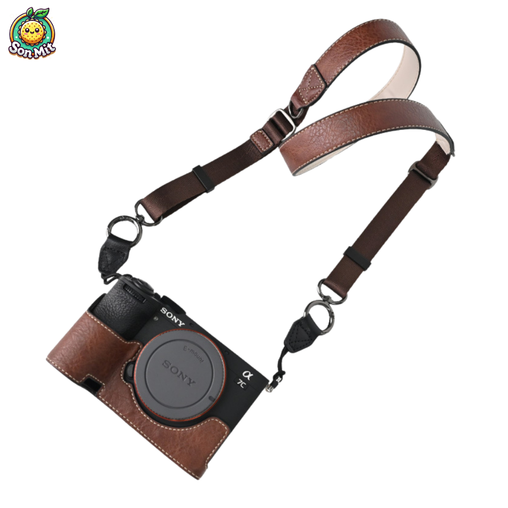 [Sẵn HN] Dây đeo vai bằng da - Dây đeo máy ảnh V303 fuj ifilm , ca non, sony, nikon  ,... phụ kiện máy ảnh