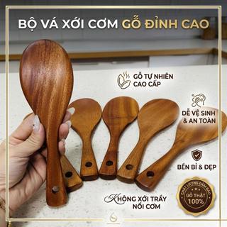 Muôi Vá xới cơm , múc canh bằng gỗ được làm từ gỗ xà cừ nguyên khối - Trường An VN