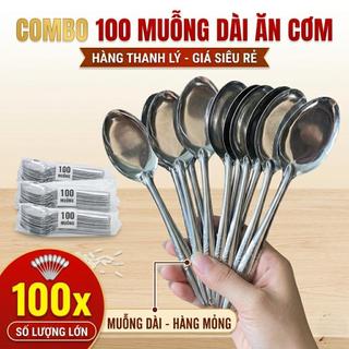 Combo 100 Muỗng Dài Ăn Cơm – Thanh Lý Giá Tốt (Muỗng Mỏng)
