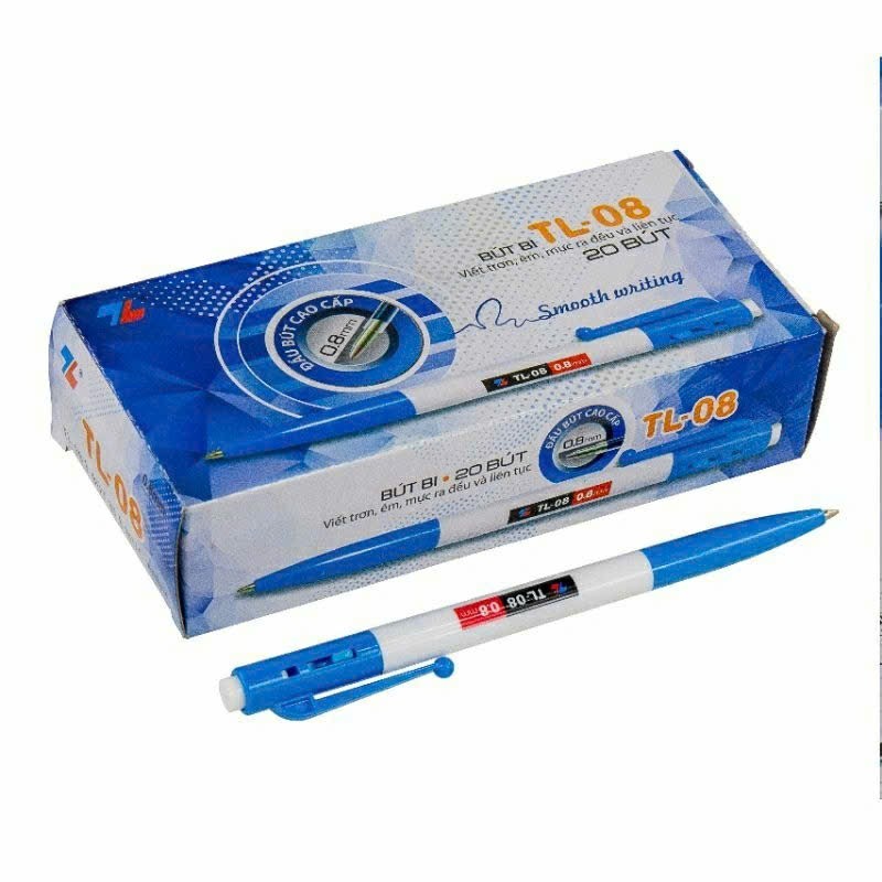 Combo 5/10/20 Bút bi Thiên Long TL-08 - Viết bi ngòi 0.8mm mực xanh/đỏ/đen thiết kế tối giản, dễ sử dụng, dạng bấm cò