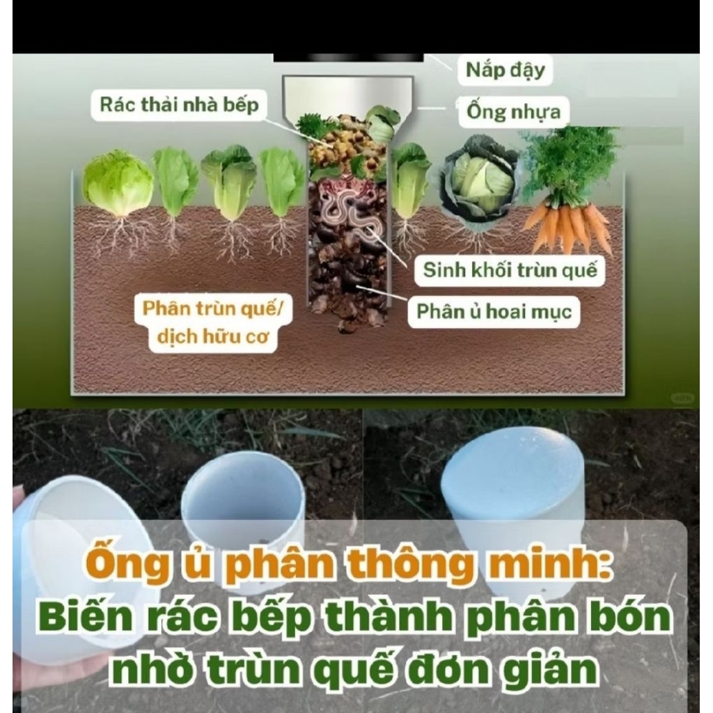 [Hỏa Tốc]Ống Xử Lý Rác Hữu Cơ, Ủ Rác, Cải Tạo Đất Ngay Tại Chậu Trồng [ ỐNG DÀY]