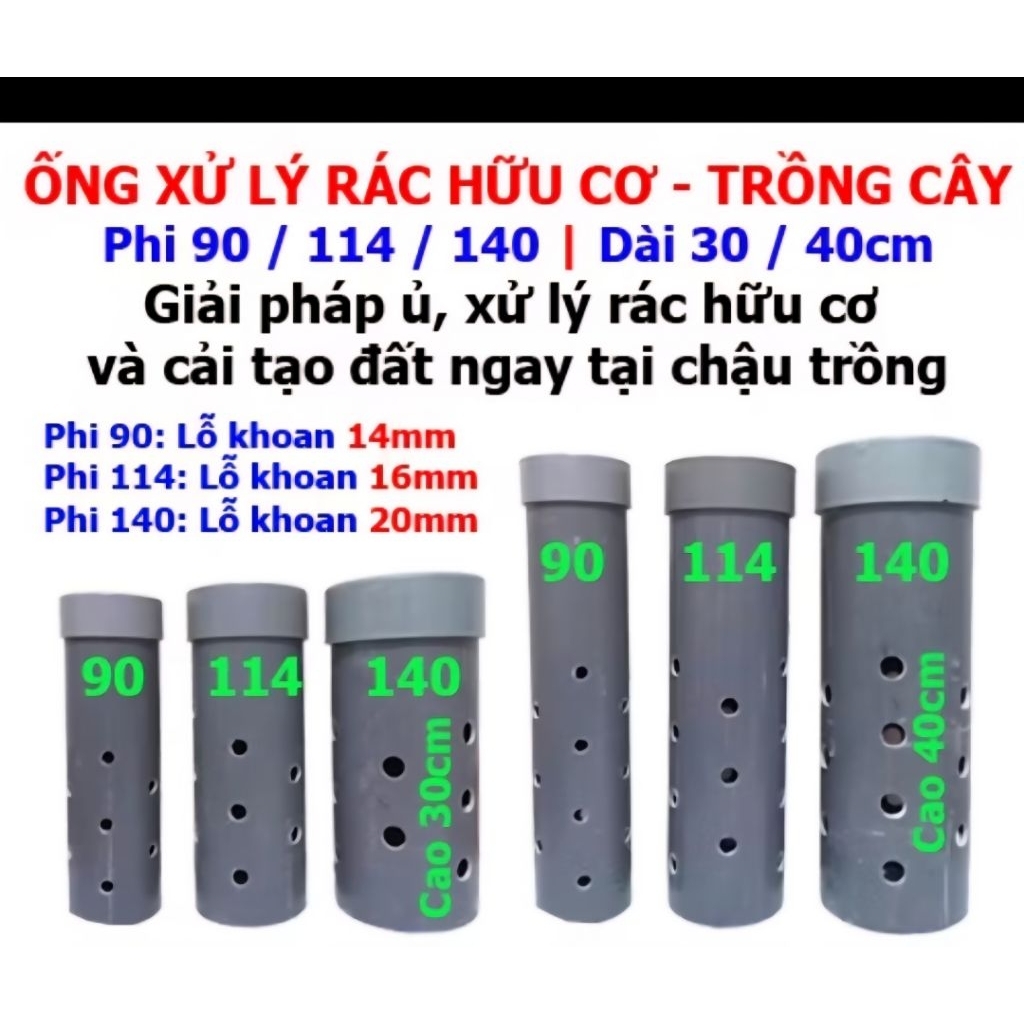 [Hỏa Tốc]Ống Xử Lý Rác Hữu Cơ, Ủ Rác, Cải Tạo Đất Ngay Tại Chậu Trồng [ ỐNG DÀY]