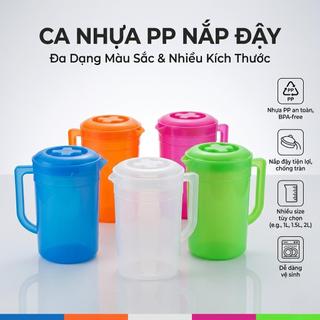 Ca Nhựa PP Có Nắp Nhiều Màu – Ca Đựng Trà Đá, Nước Lạnh 1200ml–2500ml Giá Rẻ