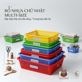 Rổ Nhựa Chữ Nhật 4  Màu, 5 Kích Cỡ - Chất Lượng Cao, Nhựa WinHome - Trường An VN
