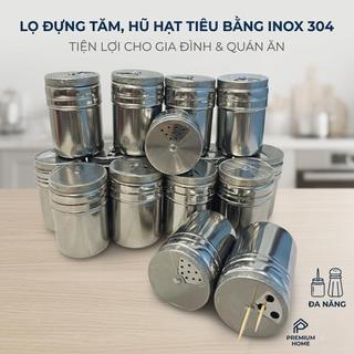 Lọ đựng tăm, hũ hạt tiêu bằng inox 304 nắp xoay loại xịn - Trường An VN