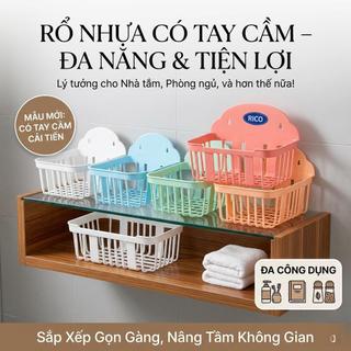 Rổ nhựa có tay cầm – đựng đồ nhà tắm, phòng ngủ, đa năng