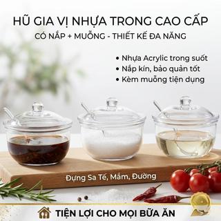 Hũ đựng gia vị chanh ớt sa tế có kèm muỗng và nắp đậy sử dụng cho quán ăn - Trường An VN