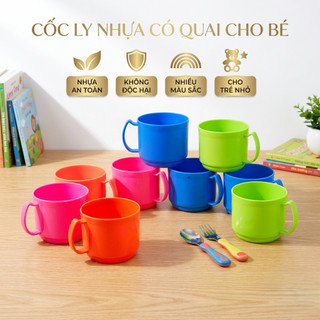 5 Cốc ( Ly ) Tách uống nước có quai cho bé được làm từ chất liệu nhựa an toàn - nhiều màu - Trường An VN