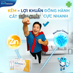 Men vi sinh đường ruột kết hợp kẽm giúp ăn ngon, tiêu hóa tốt, đề kháng vững Bio-Meracine Zinc 2Bil (Hộp 24 ống)